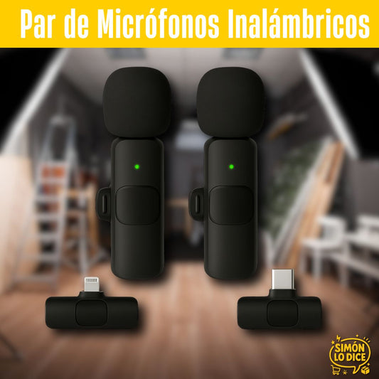 Par de Micrófonos Inalámbricos para iPhone y Android