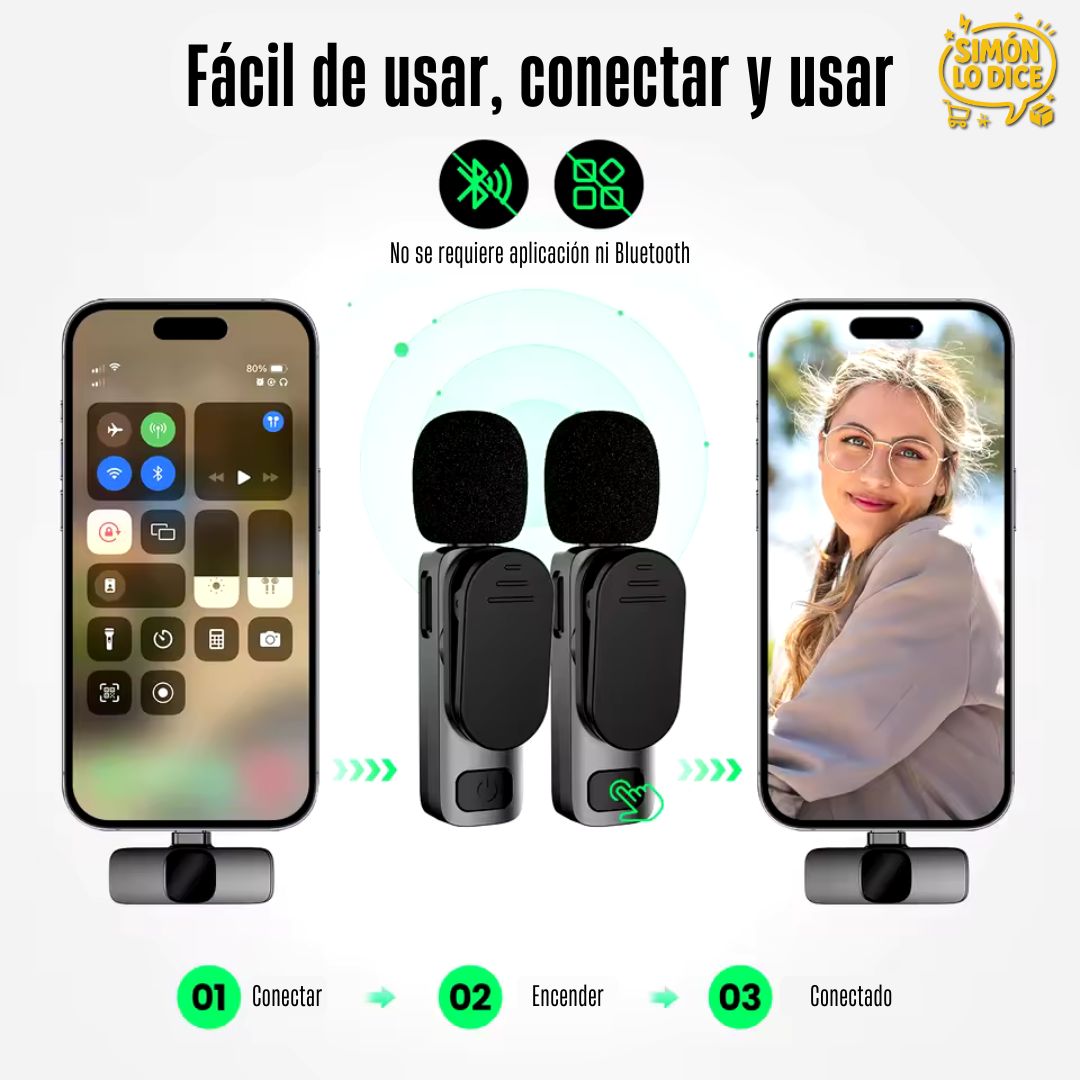 Par de Micrófonos Inalámbricos para iPhone y Android
