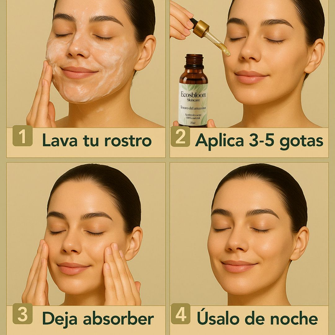 Sérum Facial de Aceite de Cacay ECOSBLOOM – Revierte el Daño, Ilumina y Rejuvenece tu Piel